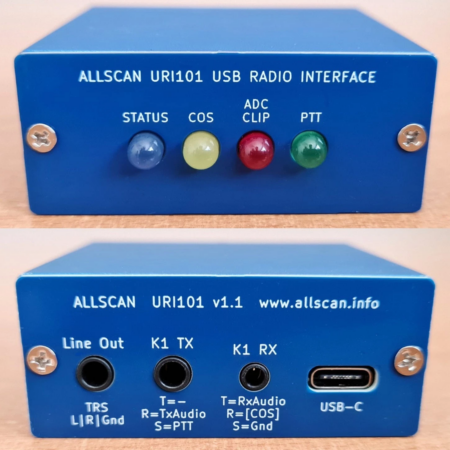 Allscan URI101 USB Radio Interface for HT Radios: Audio, COS & PTT